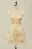Cute A Line Sweetheart Champagne Short Homecoming Dress