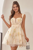 Champagne Cute A Line Sweetheart Short Homecoming Dress