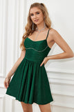 Dark Green Spaghetti Straps A-Line Homecoming Dress