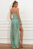 Asymmetrical Light Green Halter Sequined Homecoming Dress