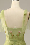 Light Green A-Line Prom Dress With Embroidery