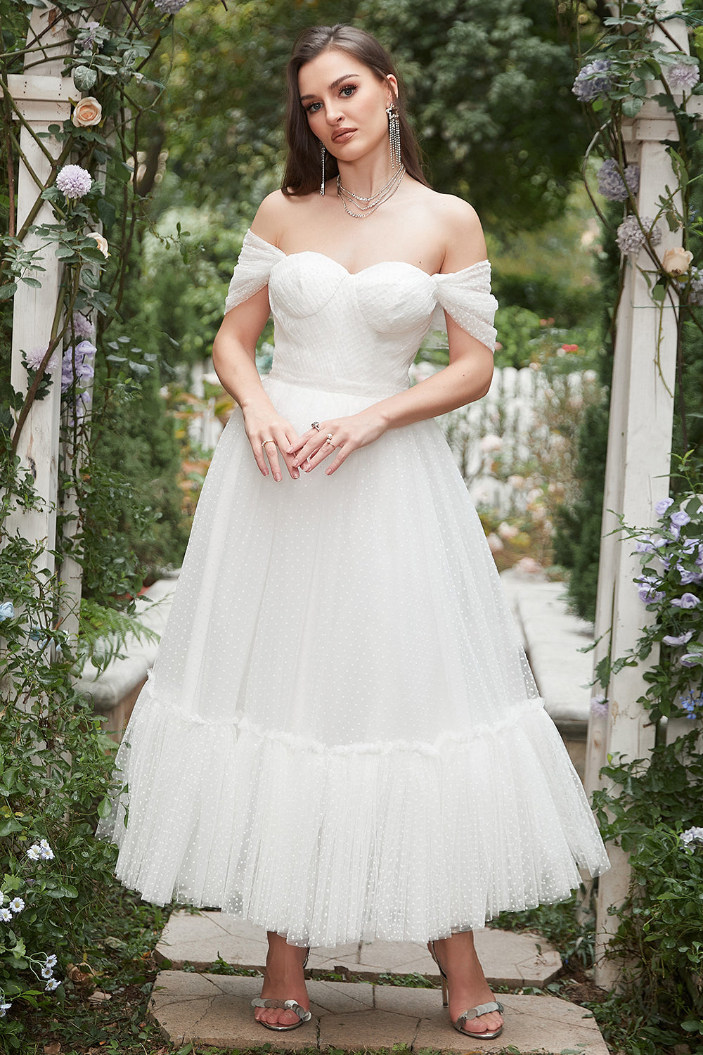 Ivory A Line Off The Shoulder Bridal Dress
