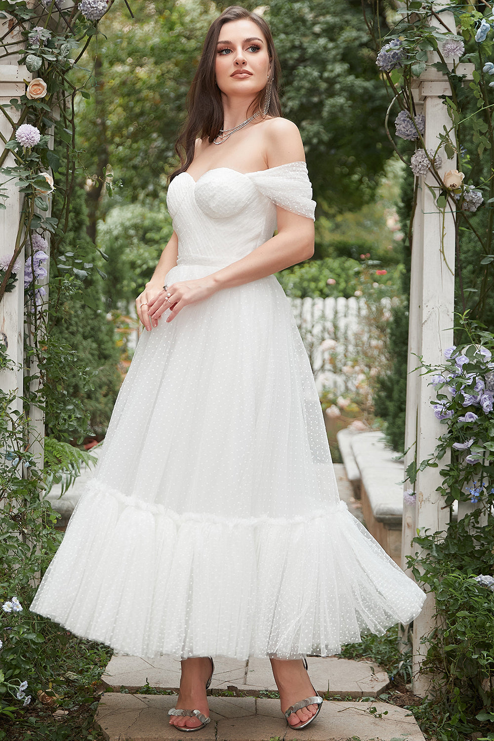 Ivory A Line Off The Shoulder Bridal Dress