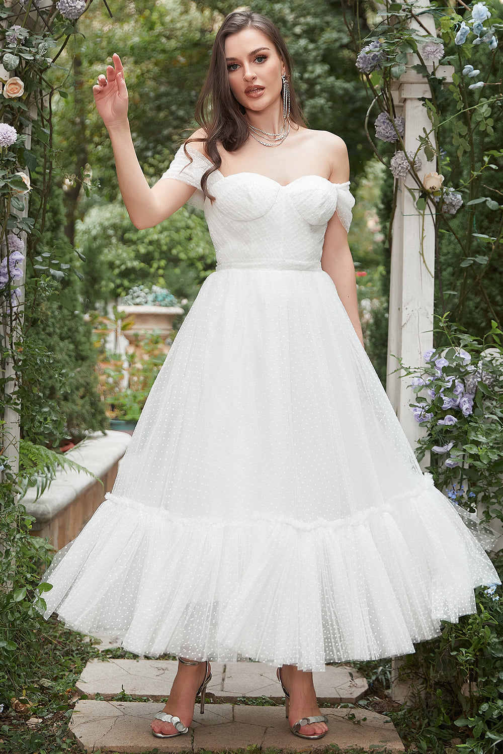 Ivory A Line Off The Shoulder Bridal Dress