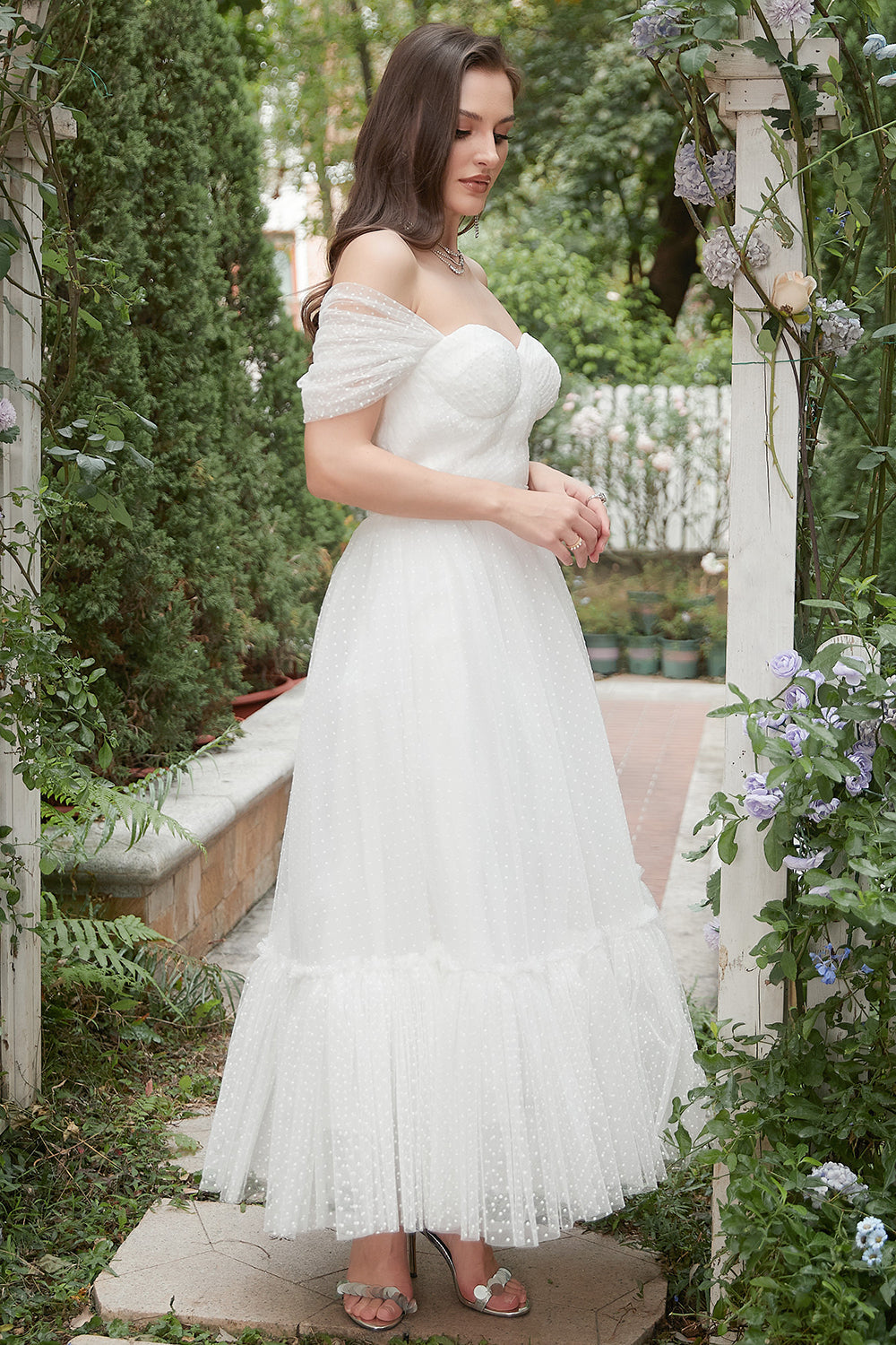 Ivory A Line Off The Shoulder Bridal Dress