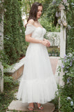 Ivory A Line Off The Shoulder Bridal Dress