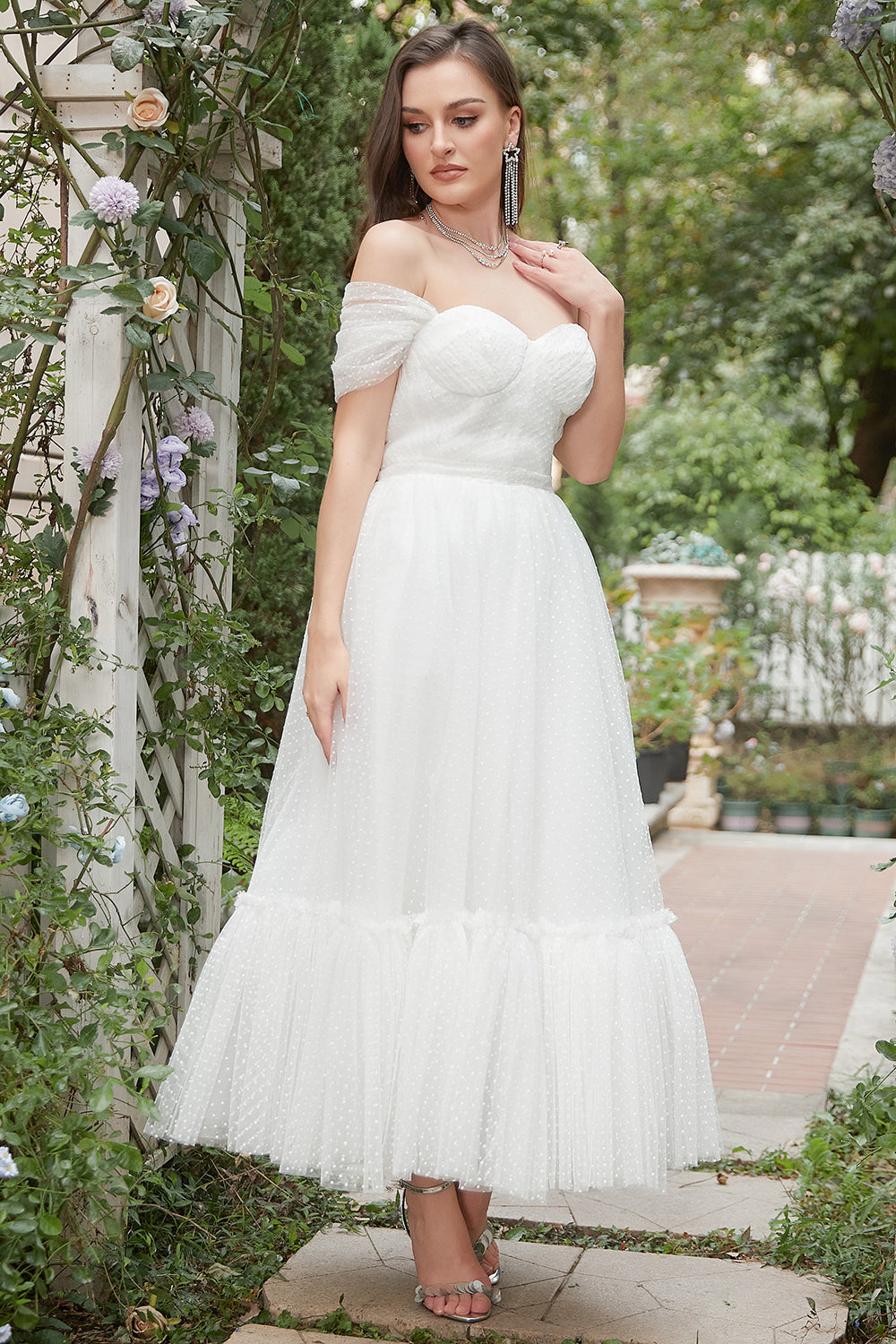 Ivory A Line Off The Shoulder Bridal Dress