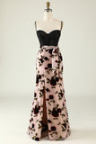 Floral Spaghetti Straps Wedding Guest Dress with Slit