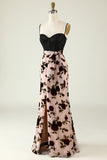 Floral Spaghetti Straps Wedding Guest Dress with Slit