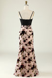 Floral Spaghetti Straps Wedding Guest Dress with Slit