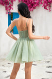 Navy Corset A-Line Tulle Short Homecoming Dress