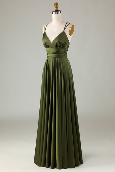 ZAPAKA Women Olive Long Bridesmaid Dress A-Line Sleeveless Wedding Guest Dress ZAPAKA Women Olive Long Bridesmaid Dress A-Line Sleeveless Wedding Guest Dress