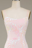 Mermaid Sparkly Pink Prom Dress with Slit