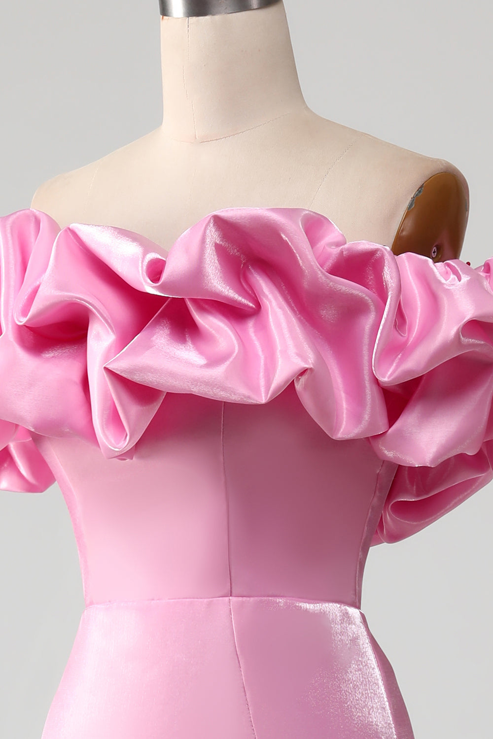 Mermaid Off the Shoulder Pink Prom Dress with Split Front