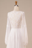 Long Sleeves Ivory Wedding Dress with Lace