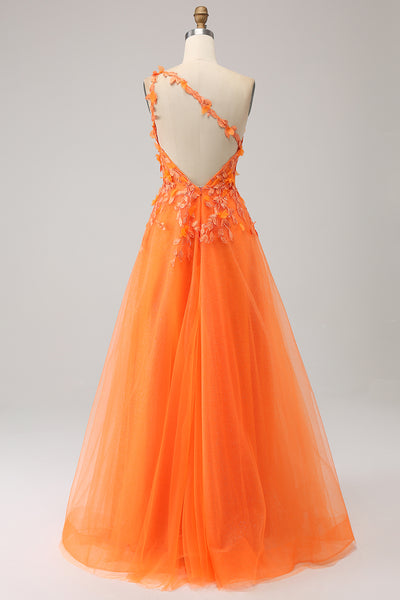 open lace back dress Ella Orange Off Shoulder Formal Dress main image 1