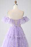 Off The Shoulder Lilac Corset Prom Dress