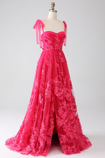 Charming Sheath Spaghetti Straps Fuchsia Long Party Dress with Open Back