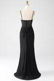 Mermaid Black Beaded Prom Dress with Ruffles