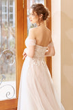 Elegant A Line Halter White Long Wedding Dress with Appliques