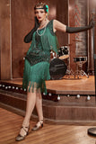 Plus Size Champagne Gatsby 1920s Flapper Dress with Sequins and Fringes