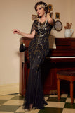 Sequins Black Long 1920s Dress