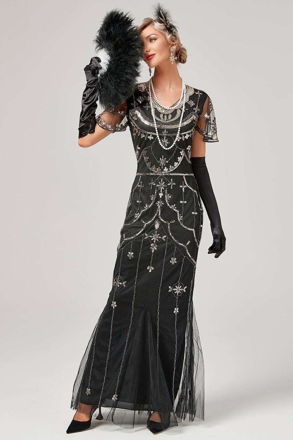 Red Sequins Long 1920s Flapper Dress
