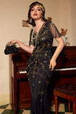 Sequins Black Long 1920s Dress