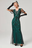 Red Sequins Long 1920s Flapper Dress