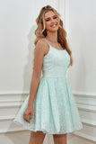 Light Green Sequins A-Line Lace-Up Homecoming Dress