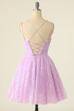 Light Green Sequins A-Line Lace-Up Homecoming Dress