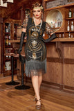 Sequin Black 1920s Dress with Fringes