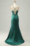 Dark Green Spaghetti Straps Mermaid Prom Dress