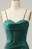 Dark Green Spaghetti Straps Mermaid Prom Dress