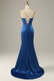 Dark Green Spaghetti Straps Mermaid Prom Dress