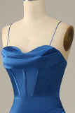 Royal Blue Spaghetti Straps Mermaid Prom Dress