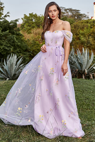 lavender a line dress Tulle Off Shoulder Prom Size:XL/XXL With a flattering A atf-kg-12.17.25 Sparkly Mermaid Golden Metallic
