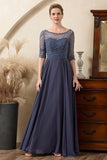 Sparkly Grey Blue Beaded Mother of the Bride Dress