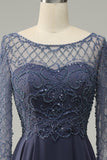 Beading Long Sleeves Mother of Bride Dress