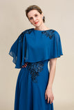 Turquoise Chiffon Mother of the Bride Dress with Lace