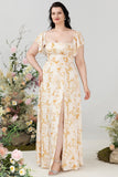 Off the Shoulder Plus size Bridesmaid Dress with Slit