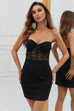 Black Corset Lace Tight Short Homecoming Dress