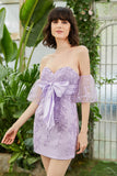 Sweetheart Purple Short Homecoming Dress with Appliques