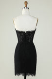 Strapless Black Homecoming Dress with Beading