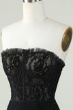 Strapless Black Homecoming Dress with Beading