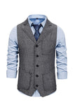 Grey Notched Lapel Men's Vest with Accessories Set