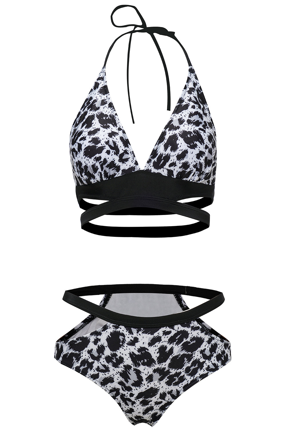 Lace Up Brown Leopard Swimsuit
