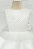 Ivory Long Sleeves Flower Girl Dress