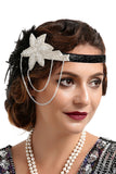 1920s Black and Gold Feather Beaded Headband