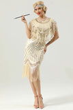 Gold Sequin Fringe Flapper 1920s Dress(Does not contain cape)